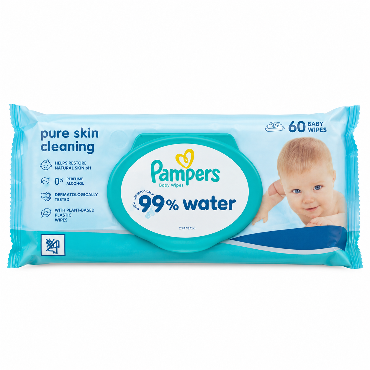 Pampers 99% Water Pure Skin Cleaning – Chusteczki Nawilżane 60 szt. Pampers 99% Water Pure Skin Cleaning – Chusteczki Nawilżane 60 szt.